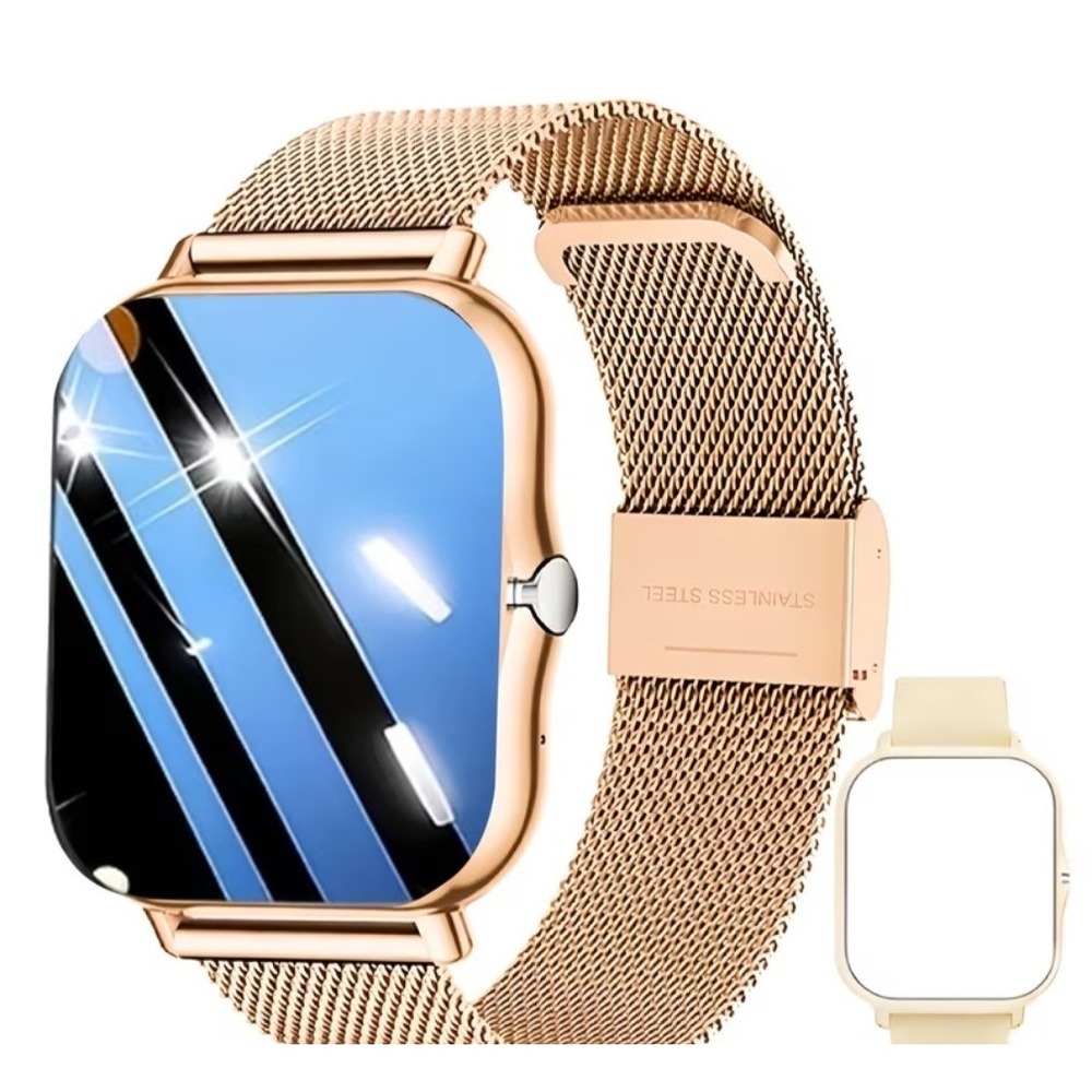 Touch Screen Smart Watch for Men And Women, Bluetooth, Phone Call, Fitness Gold